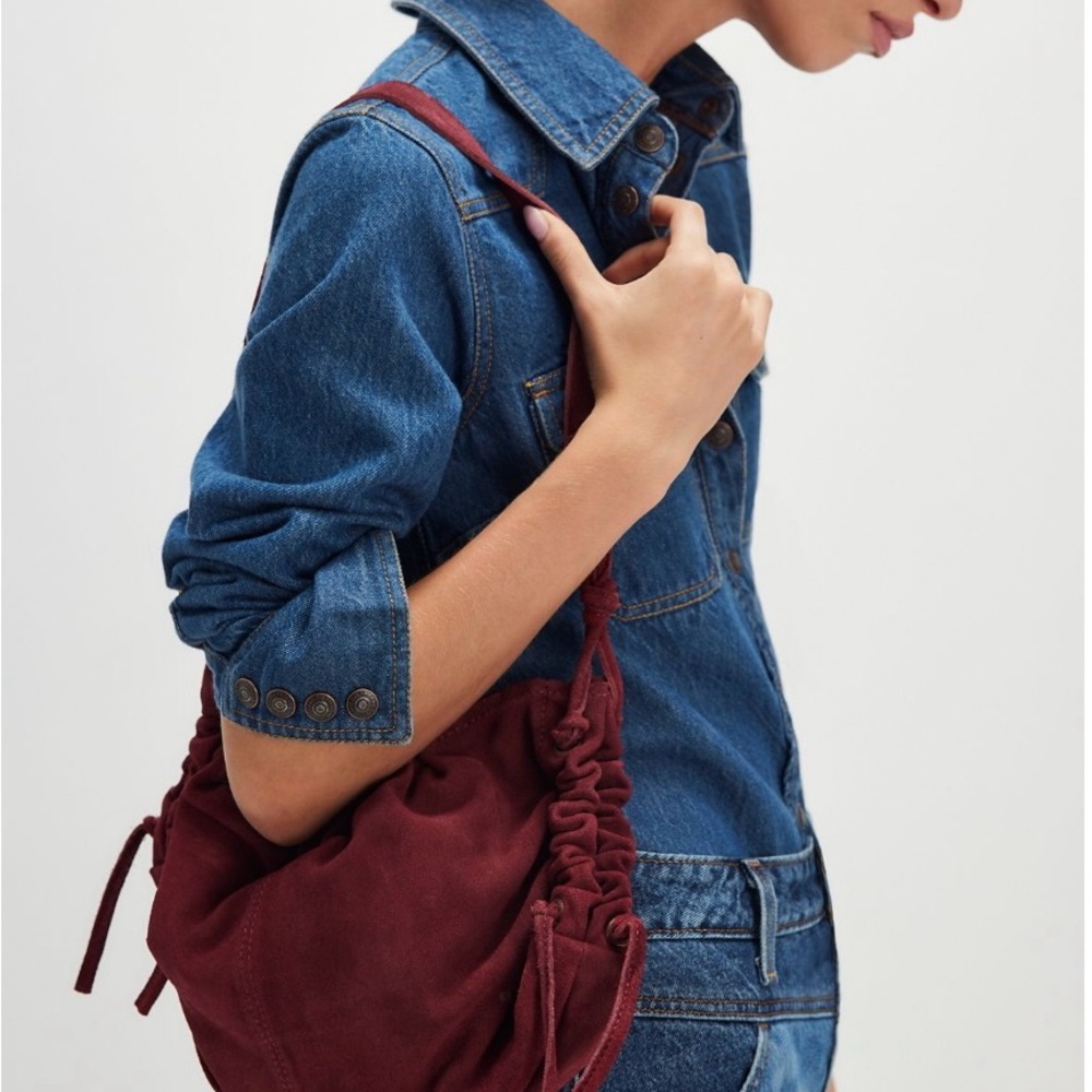 Women's Free People Sally Scrunch Shoulder Bag Burgandy